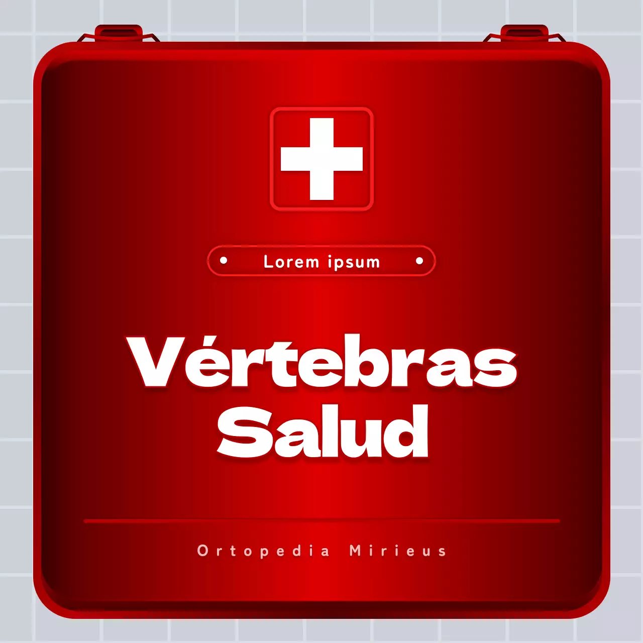 Concepto de botiquín de hierro rojo y blanco Información sobre el disco lumbar y promoción hospitalaria