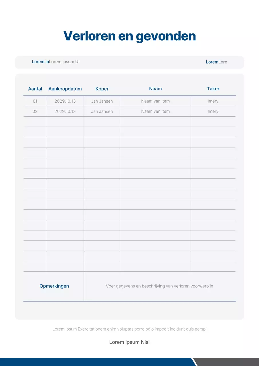 Een strak concept in marineblauw en grijs Gevonden voorwerpen