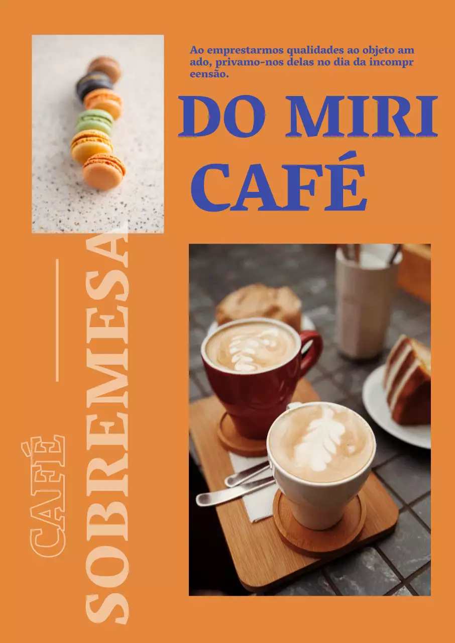 Material promocional de um café com um fundo cor de laranja