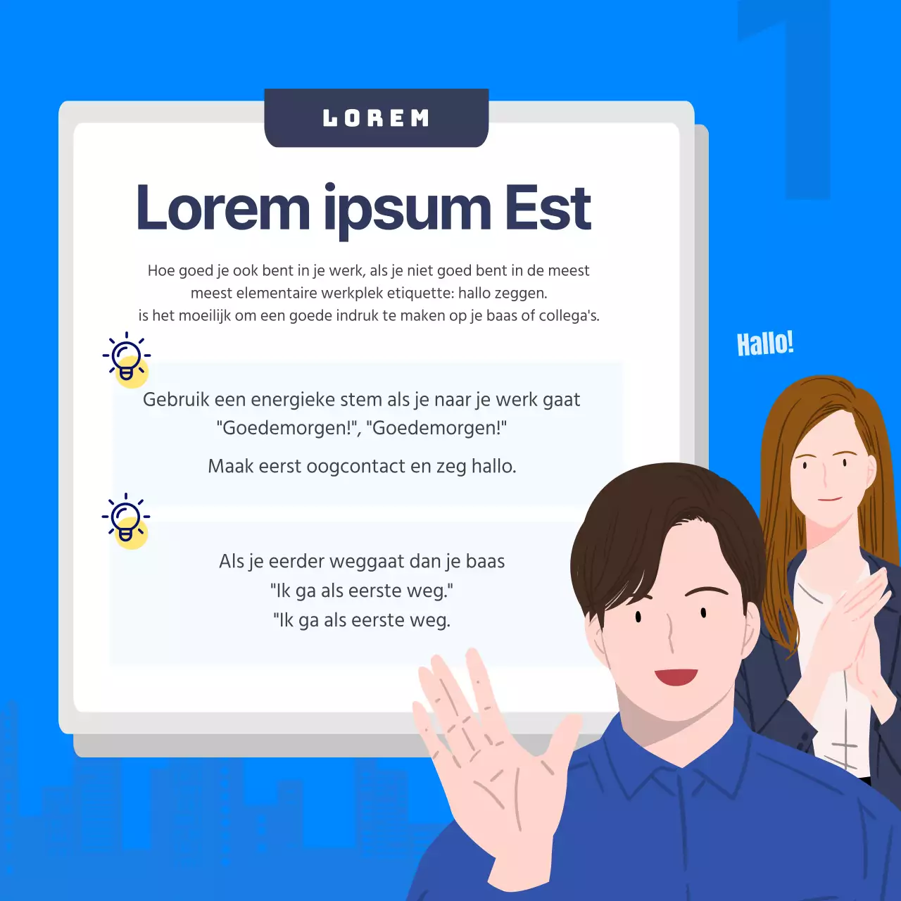 Kantoor etiquette kaart in blauwNieuws ontwerp