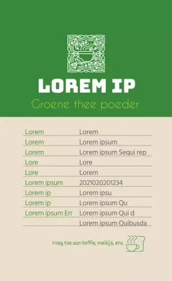 groen logo schoon voedsel groene thee poeder detaillabel