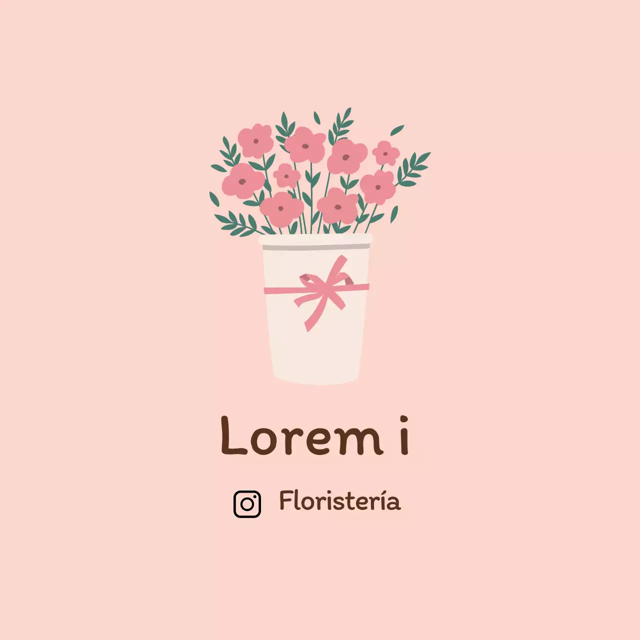Etiqueta promocional de floristería con ilustración rosa