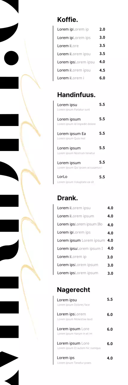 Witte achtergrond eenvoudige typografie café menu banner