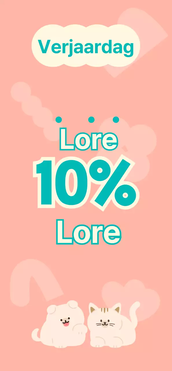 Een onbemande dierenwinkel met schattige illustraties van roze en turquoise honden- en kattenfiguren