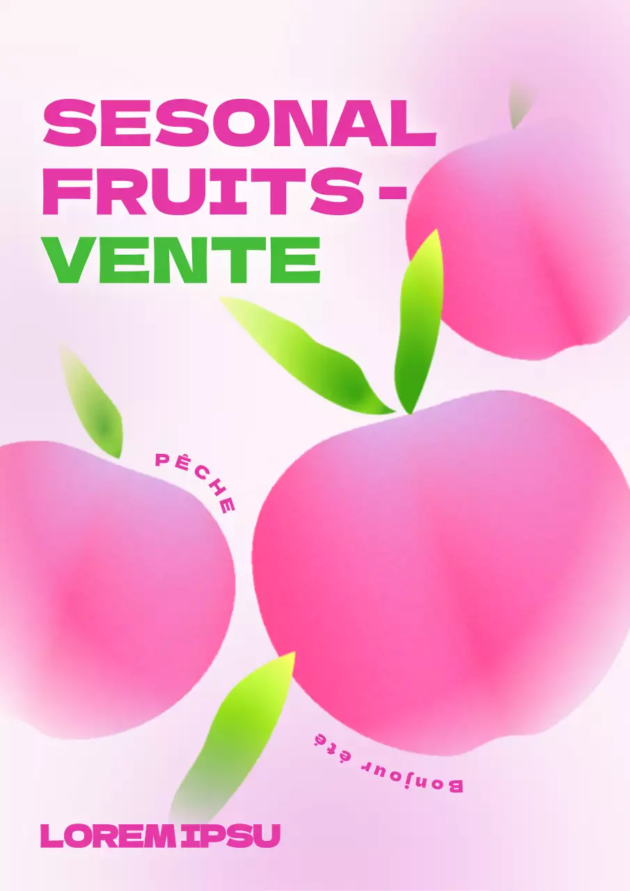 Des pêches illustrées, roses et mignonnes, au menu de la vente de fruits de saison d'été
