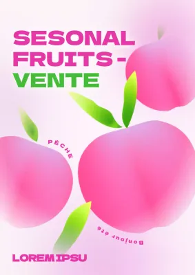 Des pêches illustrées, roses et mignonnes, au menu de la vente de fruits de saison d'été