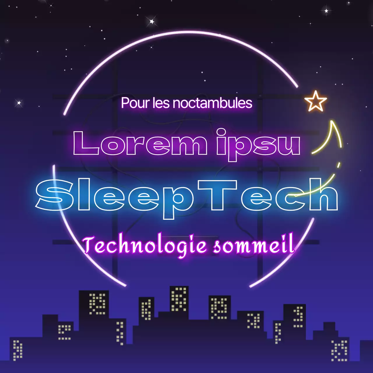 Fournir des informations technologiques sur le sommeil pour un sommeil doux avec un panneau au néon de couleur bleue.