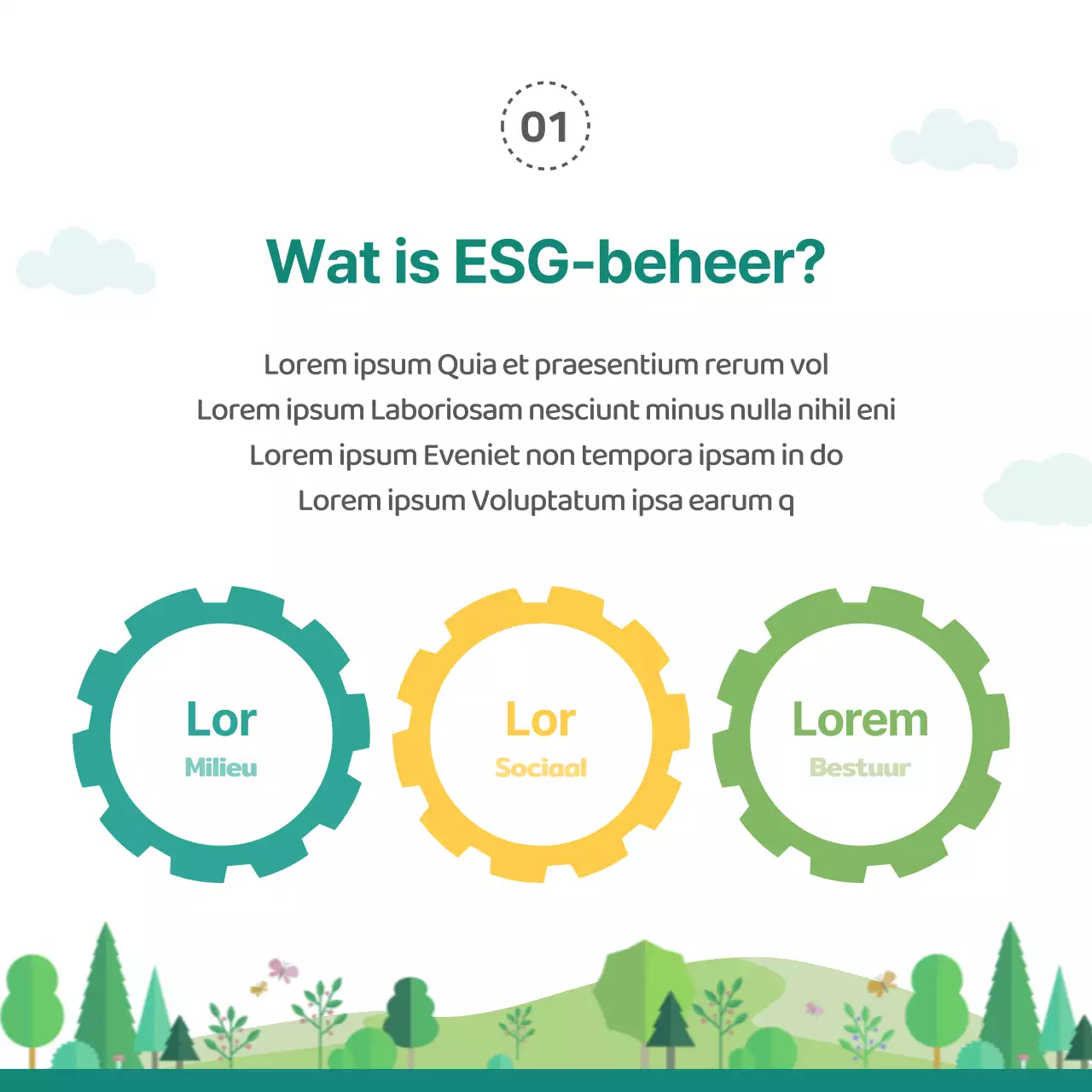 Groene illustraties benadrukken Inleiding tot ESG-beheer