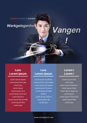 Een arbeidsbemiddelingsbureau promoten met een foto van een man die een marineblauwe bal vasthoudt.