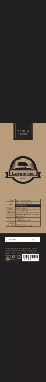 Icono negro simple etiqueta de panceta de cerdo