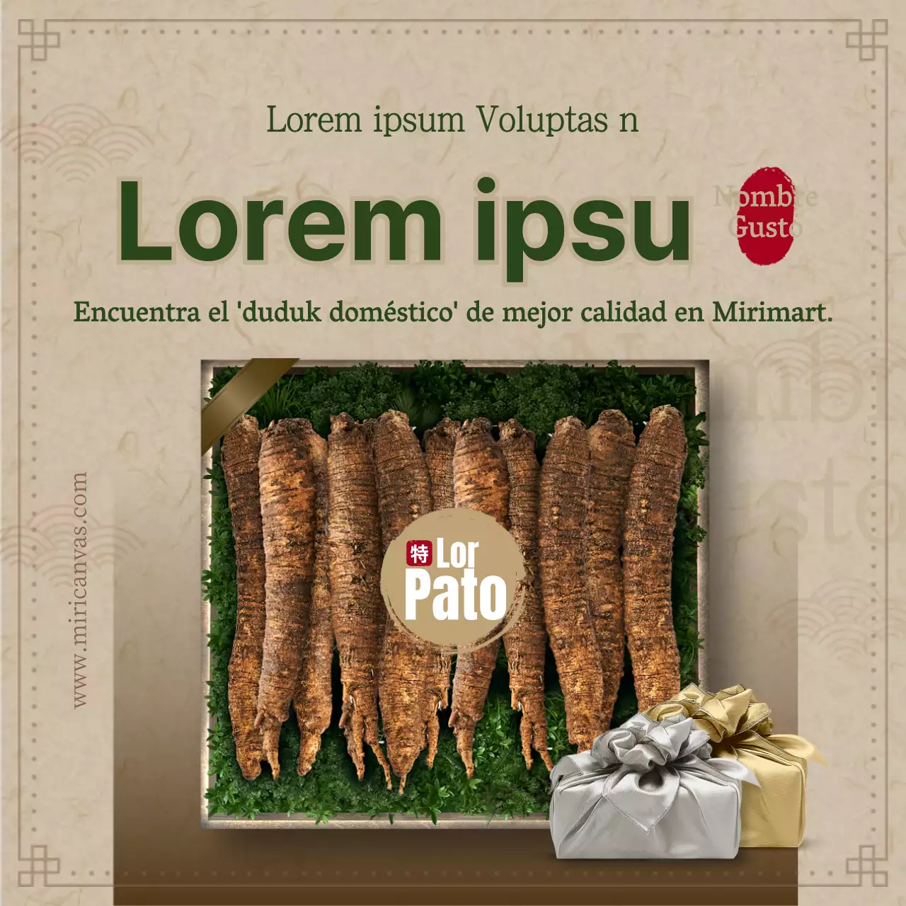 Set de regalo tradicional coreano de garabatos de papel verde y marrón