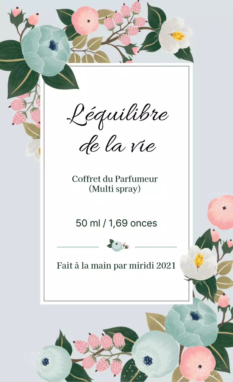 Étiquette de parfum vintage avec illustration bleue