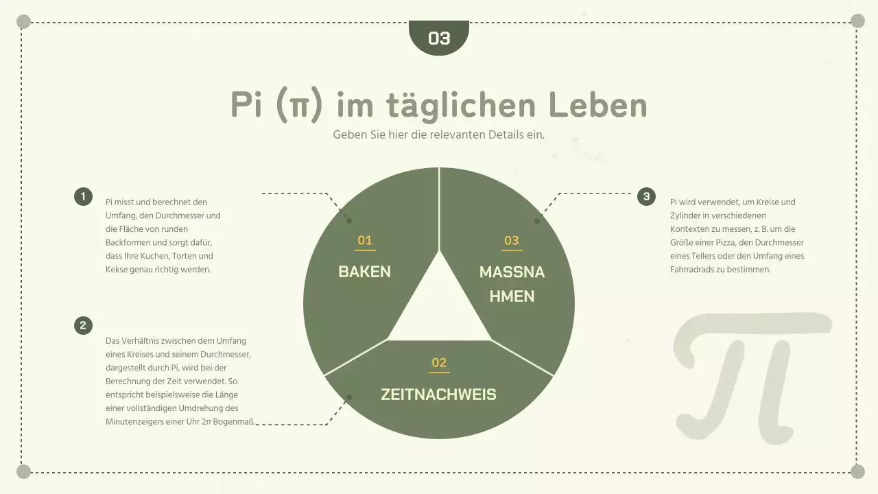 Grün Einfache Geometriekonzepte Kreisumfang und Torten-Tag