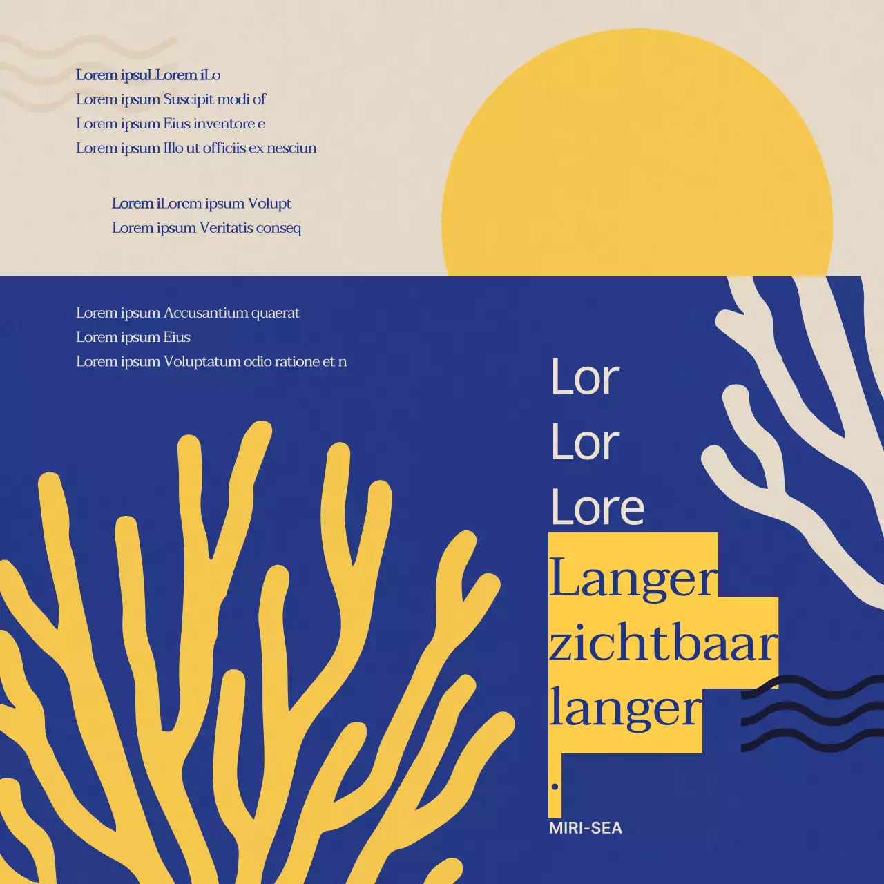 Eenvoudige, abstracte illustratie in geel en blauw ter introductie van Seafood Day