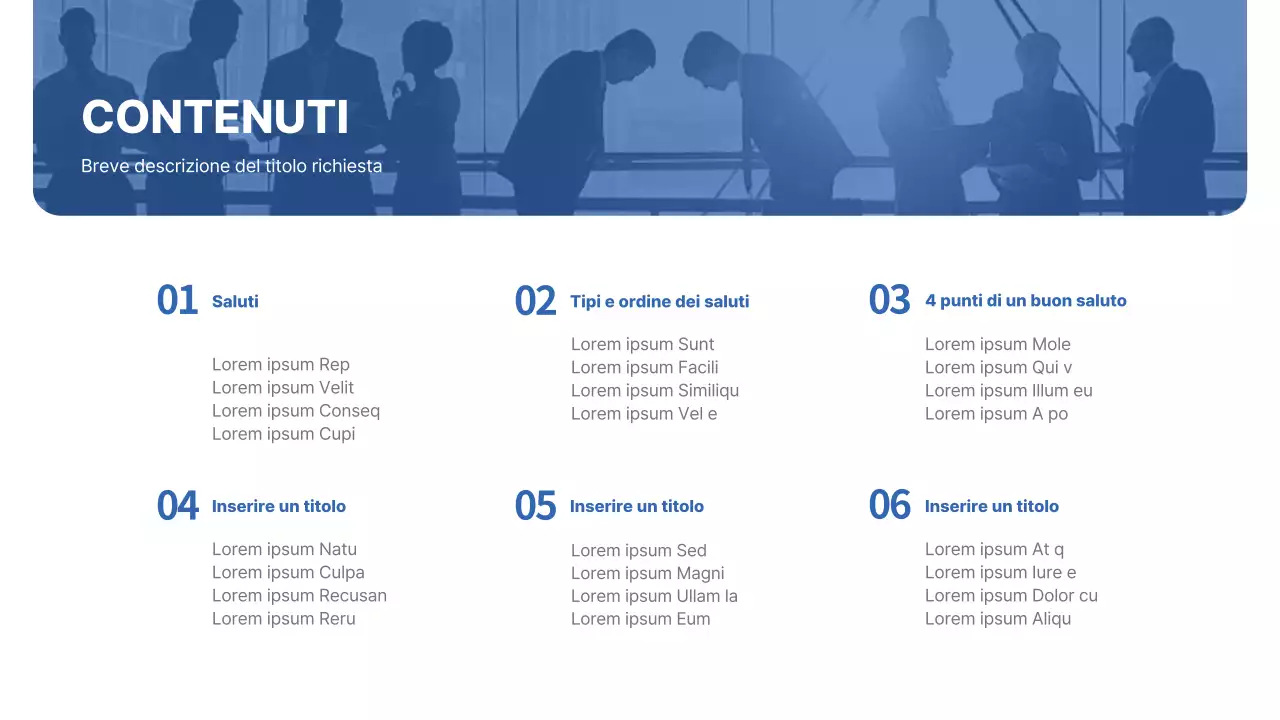 Seminario di formazione sulla gentilezza per il personale dei punti vendita del Gruppo Miri in blu e grigio Manuale di saluto