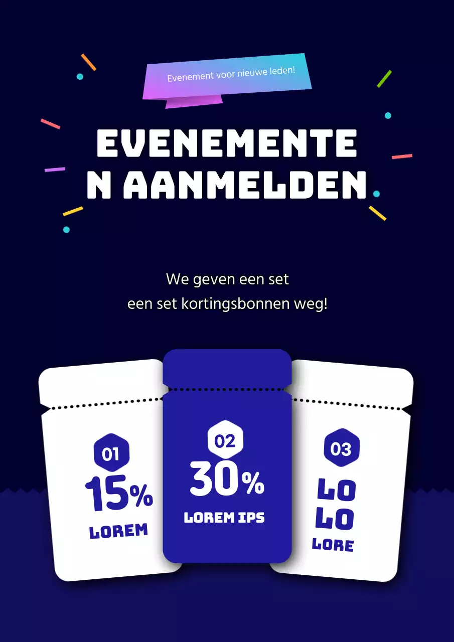 Schone, blauwe advertentie voor inschrijvingsevenement