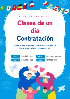 Resaltar las ilustraciones en azul Contratación de tutores para las clases de un día del Día Mundial