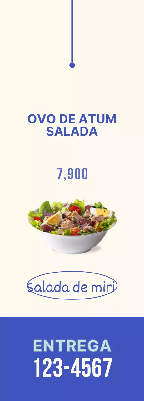 Uma faixa de salada fresca e refrescante com toques azuis