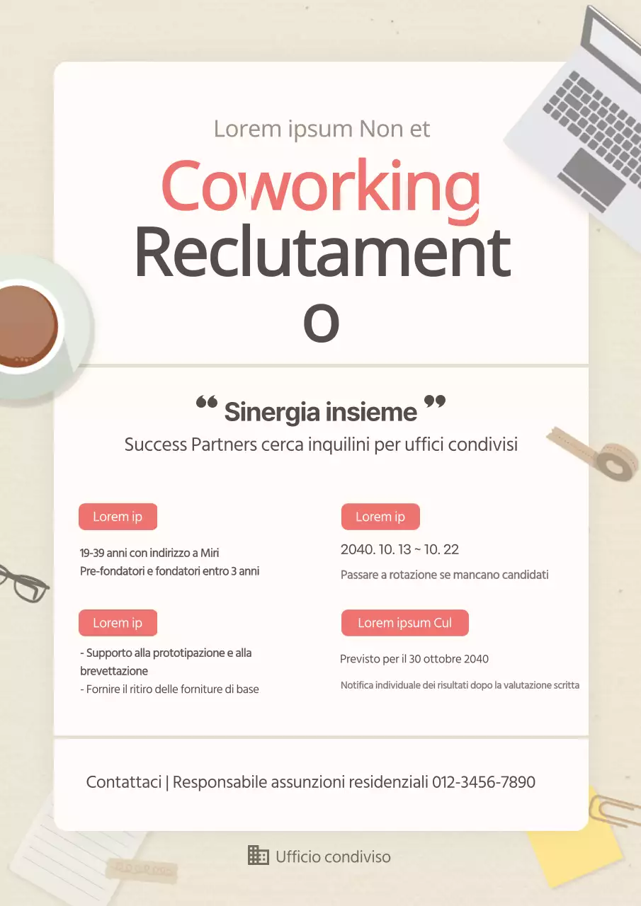 illustrazione beige spaziobusiness coworking struttura proposta spazio coworking reclutamento web poster