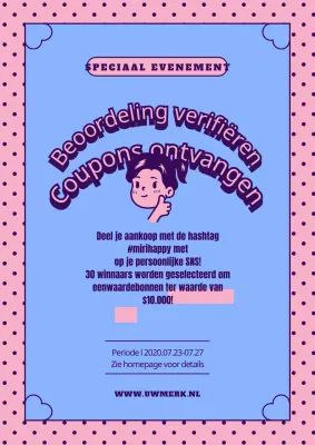 Promoot het evenement van je merk met een schattige roze en blauwe meisjesillustratie