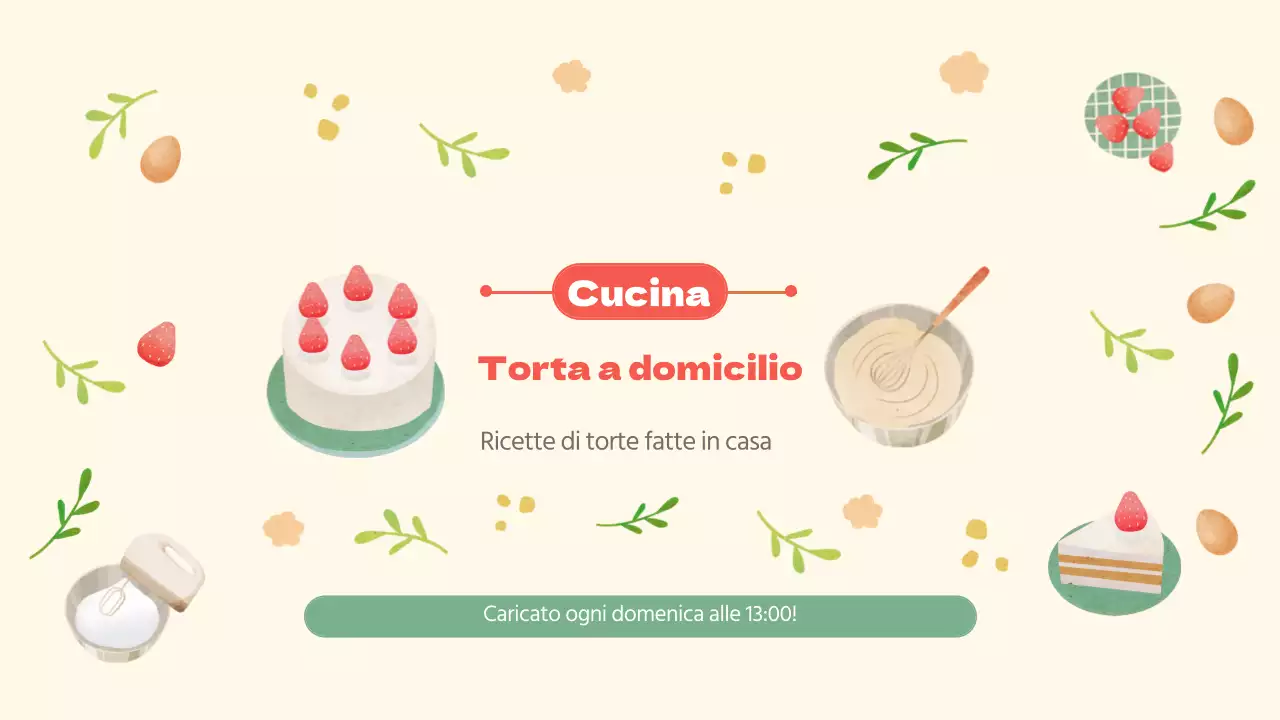 Simpatico tema di ricette di cottura fatte in casa in verde e multicolore