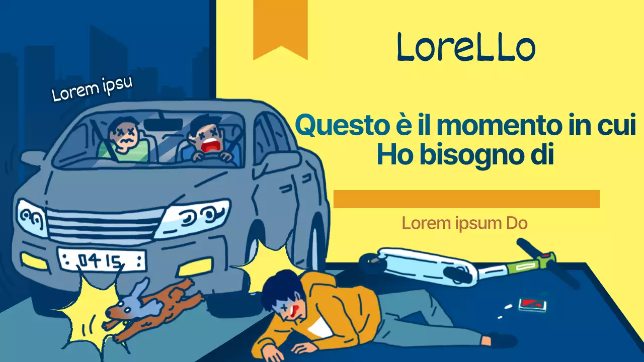 Giallo e blu incidente auto illustrazione concetto avvocato rappresentanza caso