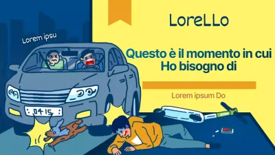 Giallo e blu incidente auto illustrazione concetto avvocato rappresentanza caso