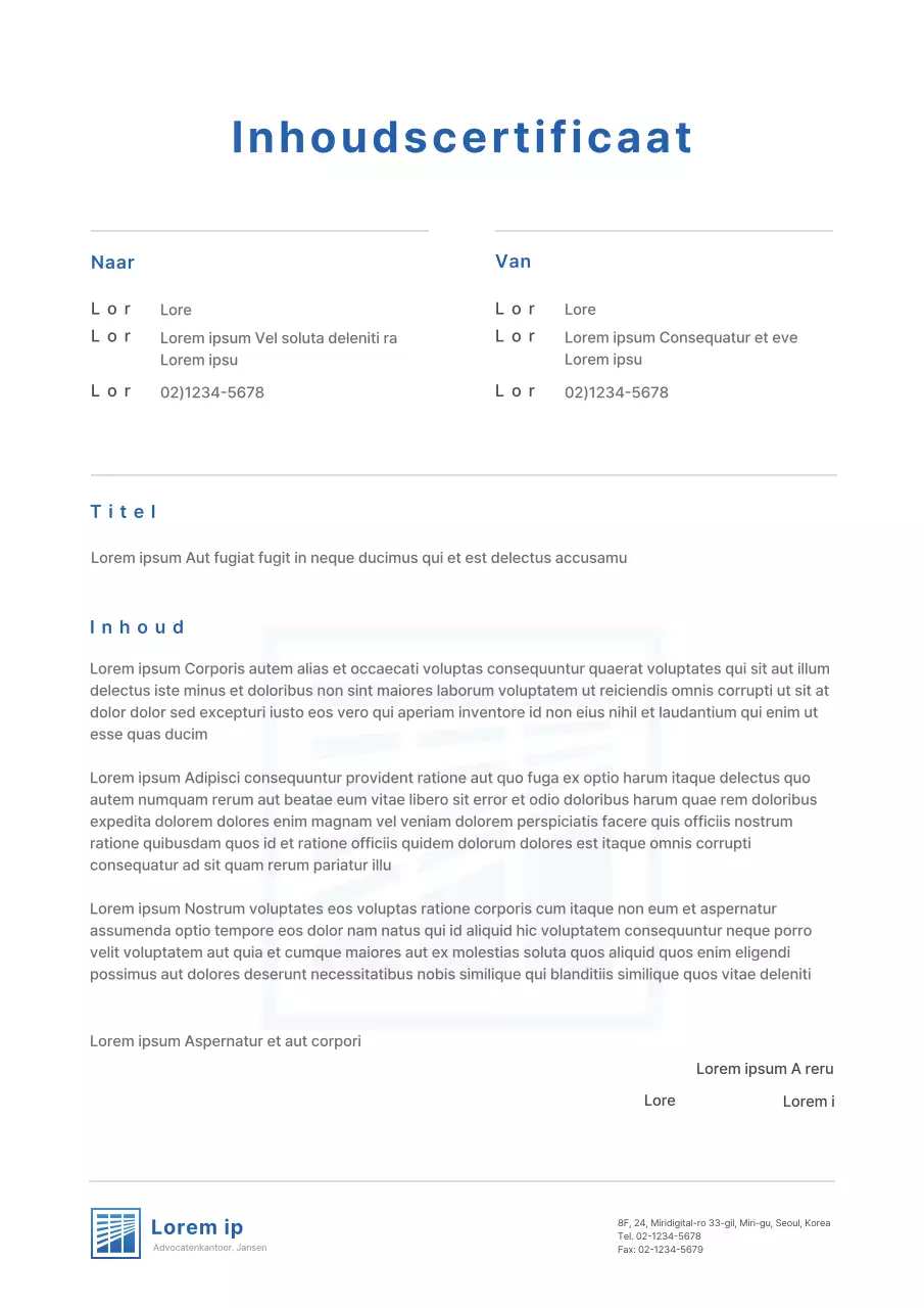 Strak logoconcept in wit en blauw Inhoudsbewijs