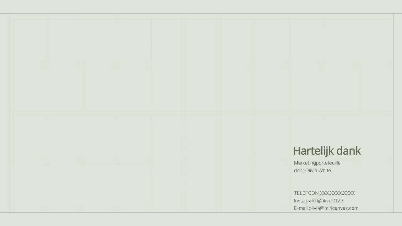 Het portfolio van een contentmarketeer met een groen, eenvoudig rasterconcept