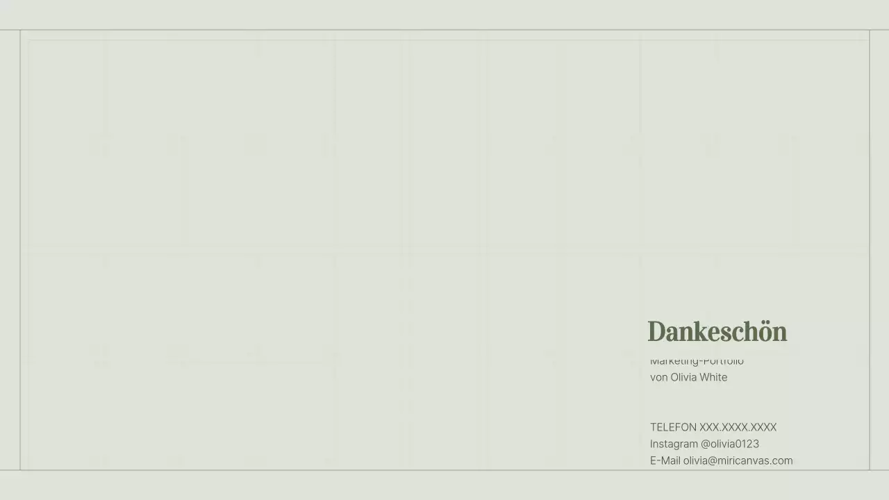 Portfolio eines Content-Vermarkters mit grünem, einfachem Gitterkonzept