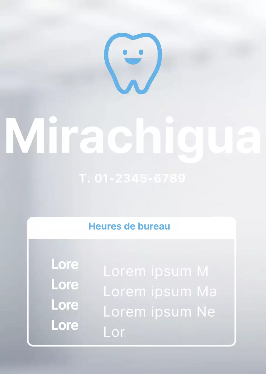 Affiche pour les heures d'ouverture d'une clinique dentaire avec logo bleu clair