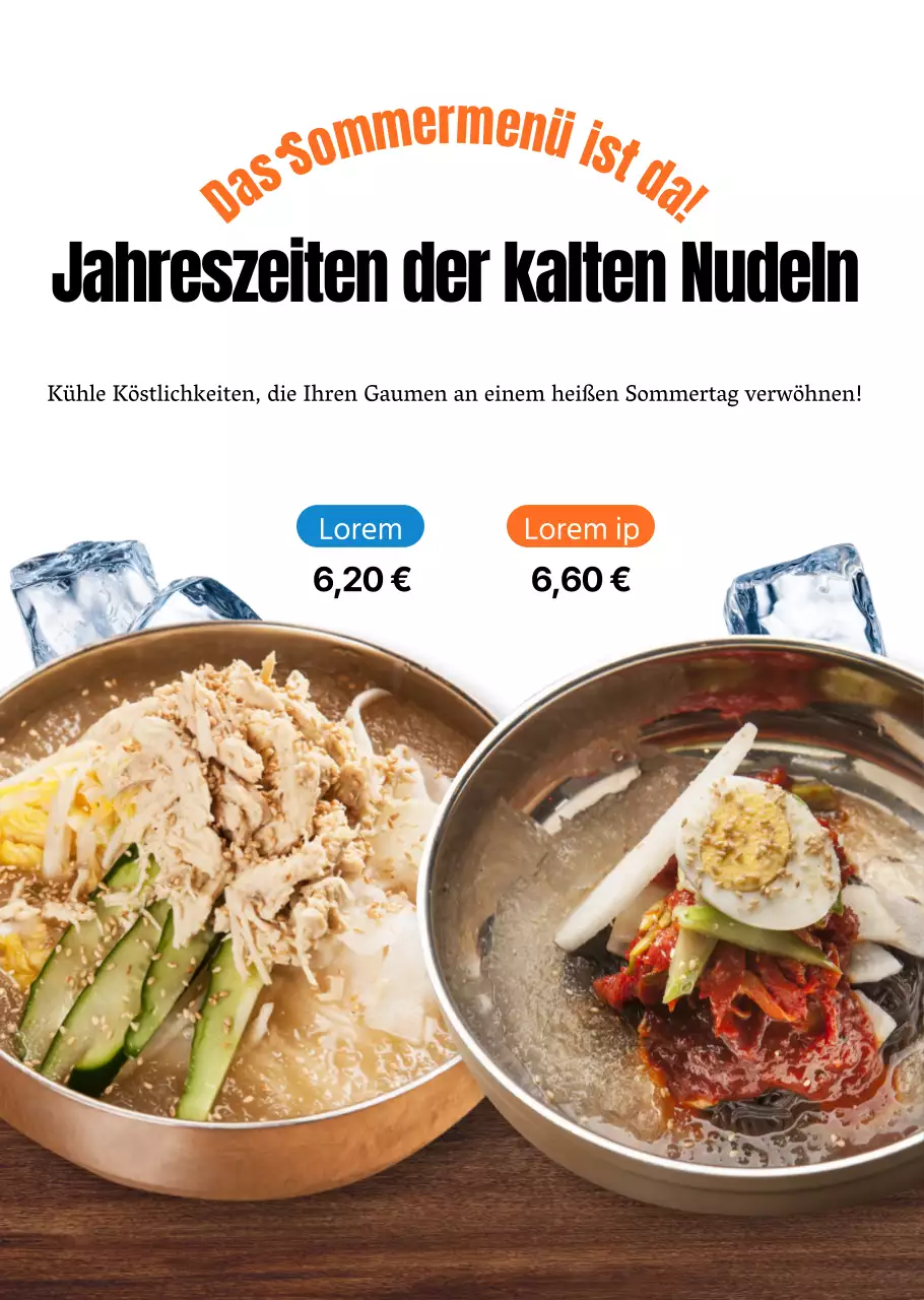 Einfaches Transparentposter für Sommergerichte im Esszimmer