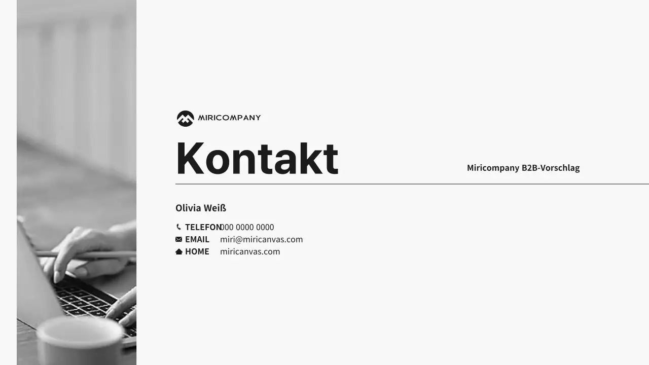 Präsentation eines B2B-Angebots für Unternehmen in Schwarz- und Grautönen