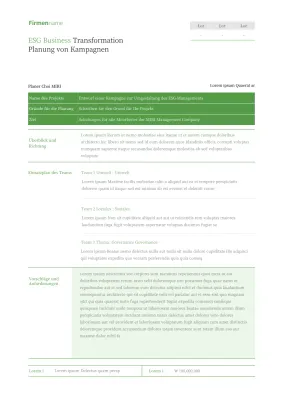 Der Basisplan der ESG Management Transformation Campaign in Chartreuse.