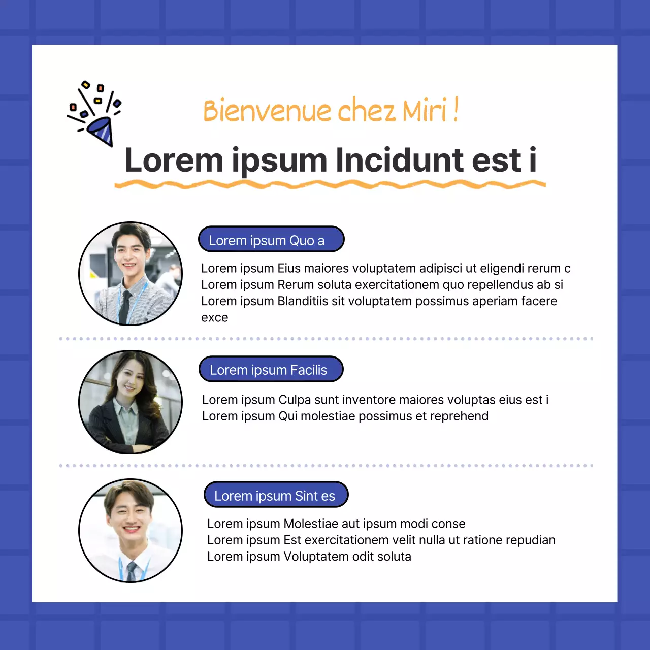 Cartes de visite sur fond bleuNews