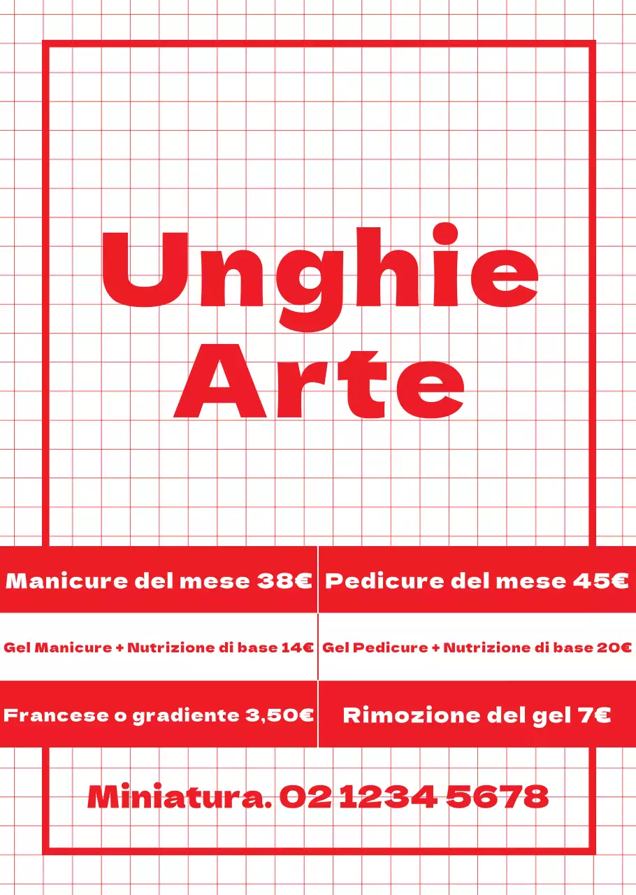 Nail art con accento sul titolo e sfondo rosso per le sopracciglia