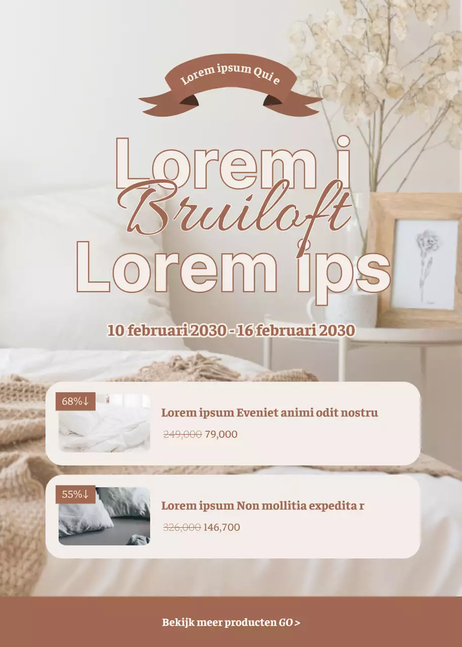 Beige en warm beddengoed voor op huwelijksreis in de aanbieding