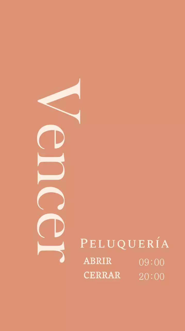 Cartel de peluquería con título en inglés sobre fondo rojo degradado