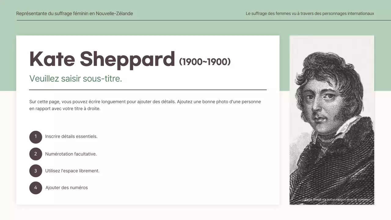  Présentation d'un concept discret pour une mission mondiale sur le droit de vote des femmes