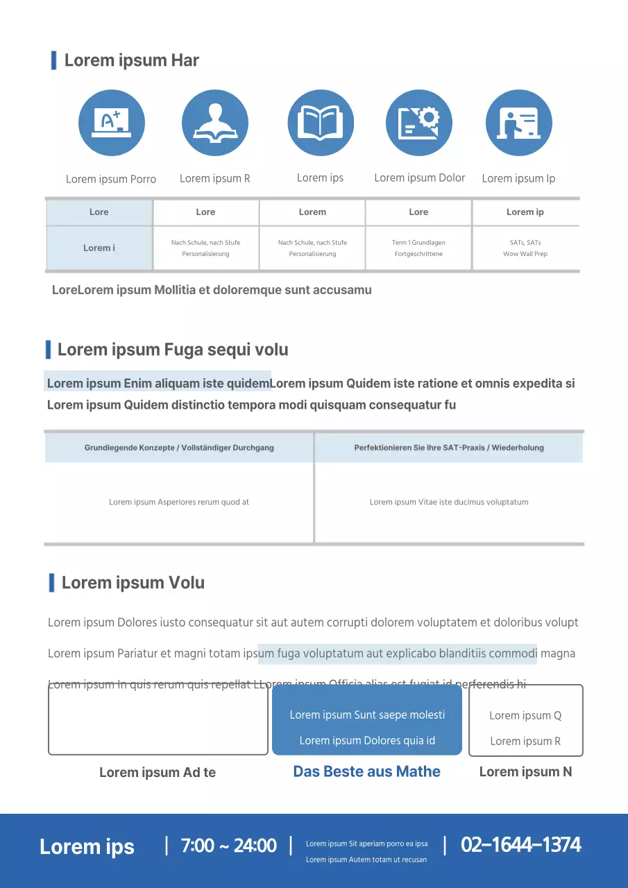 Saubere, blaue Schulbeschreibung und Werbung