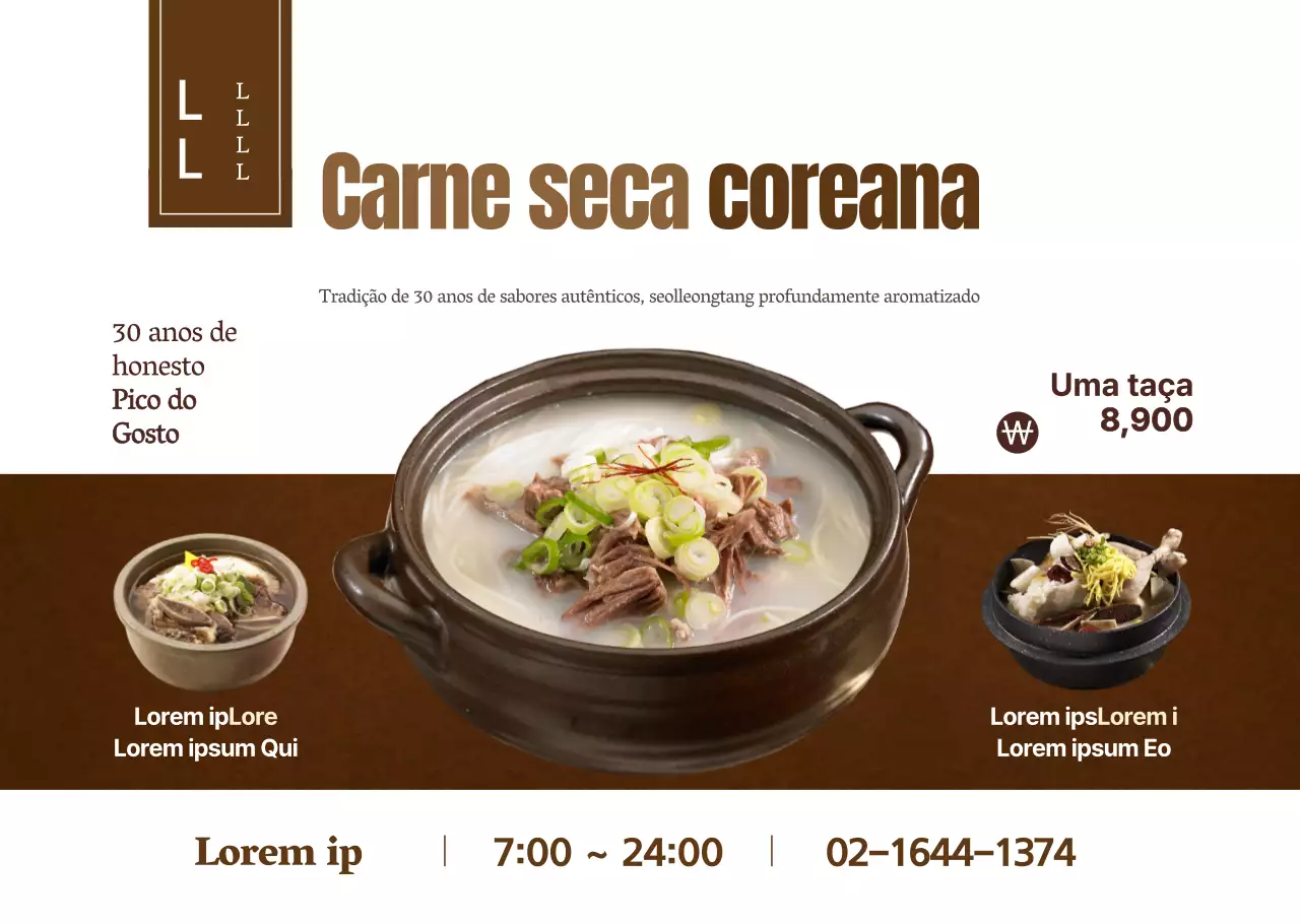 Menu coreano seolleongtang de estilo básico