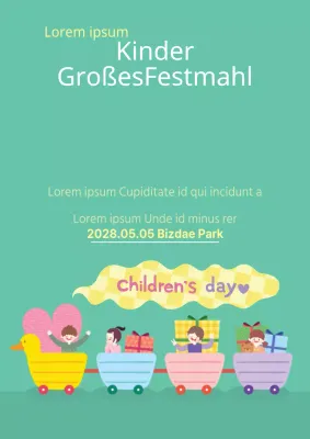 Bewerben Sie Veranstaltungen zum Kindertag mit türkisfarbenen Illustrationen von Kindern