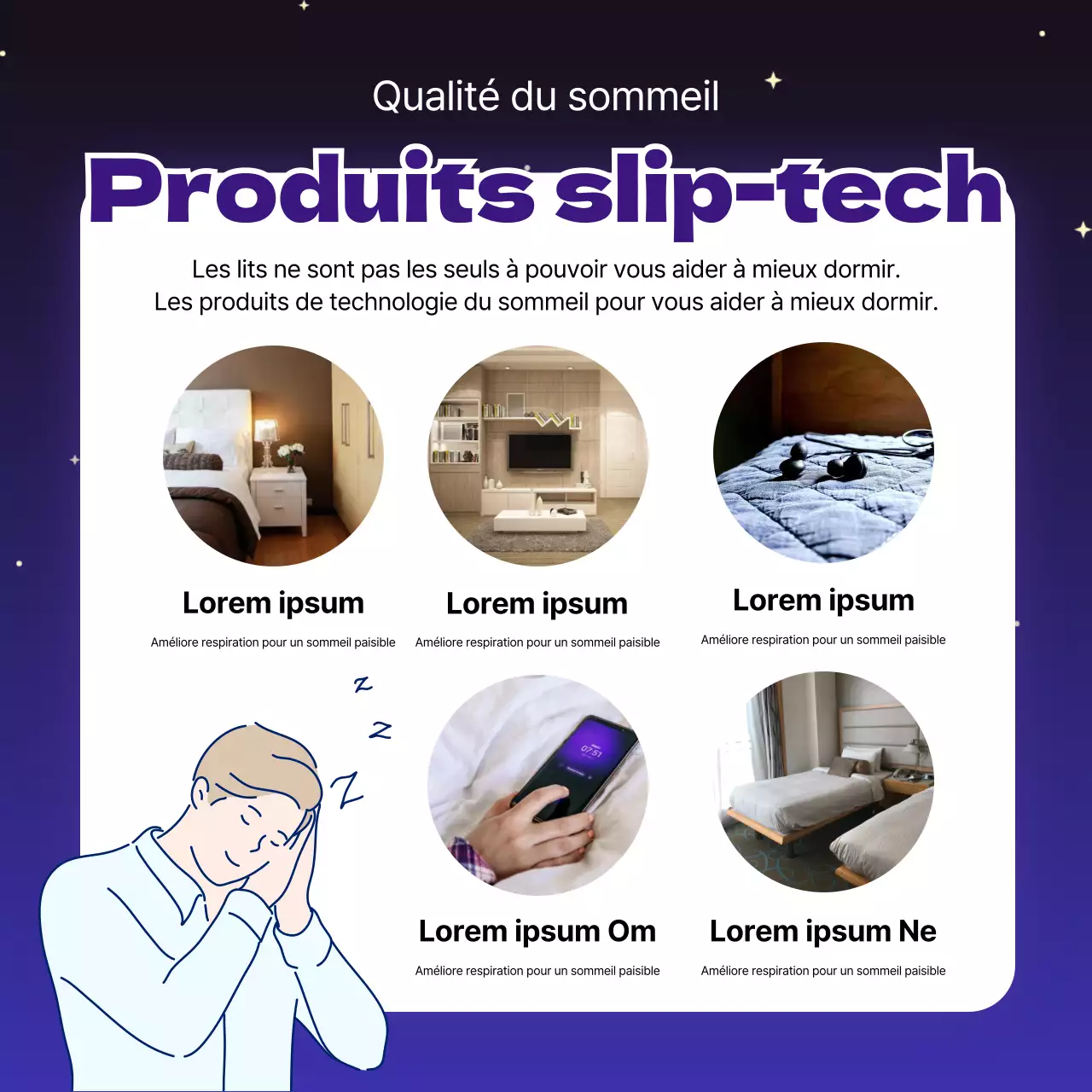 Fournir des informations technologiques sur le sommeil pour un sommeil doux avec un panneau au néon de couleur bleue.