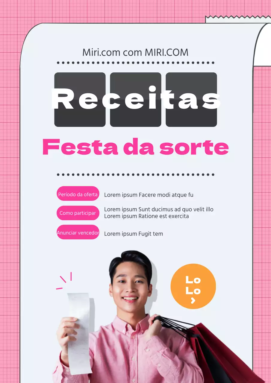 Promover um evento giro numa loja de departamentos com um conceito de recibo cor-de-rosa