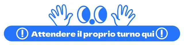 Design semplice con illustrazioni blu e bianche di occhi e mani per le istruzioni di svolta.