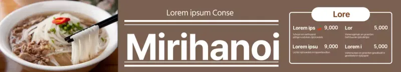 Keurig restaurant rijstnoedelmenu met bruine fotografie