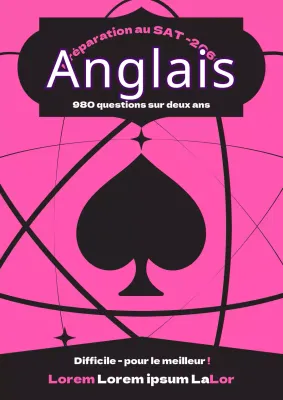 Test d'entraînement à l'anglais en forme de pique rose et noire