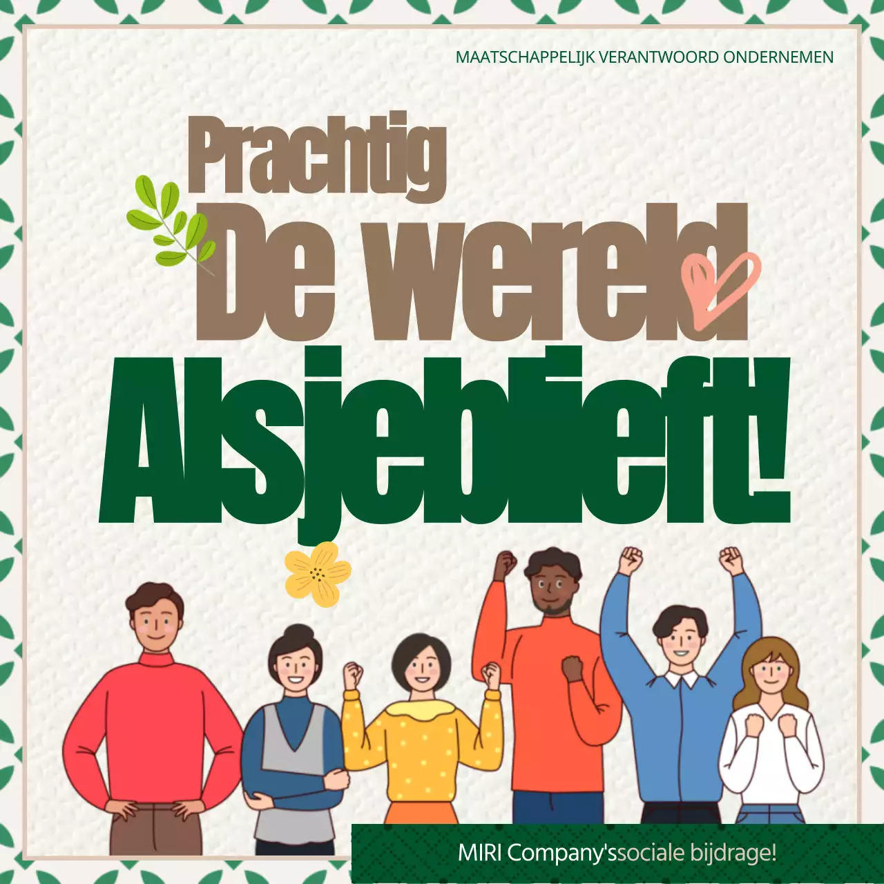 Maatschappelijk verantwoord ondernemen in groene en bruine illustraties