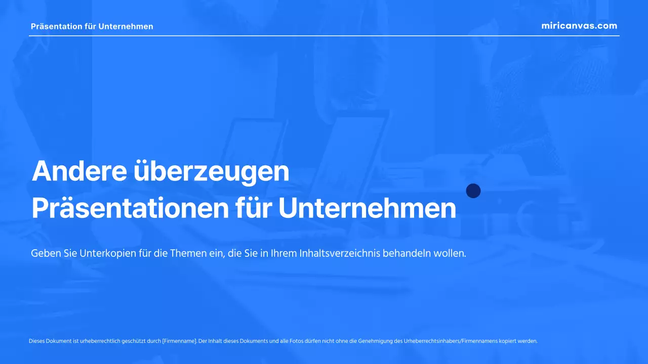 Eine moderne Geschäftspräsentation in Blau und Weiß