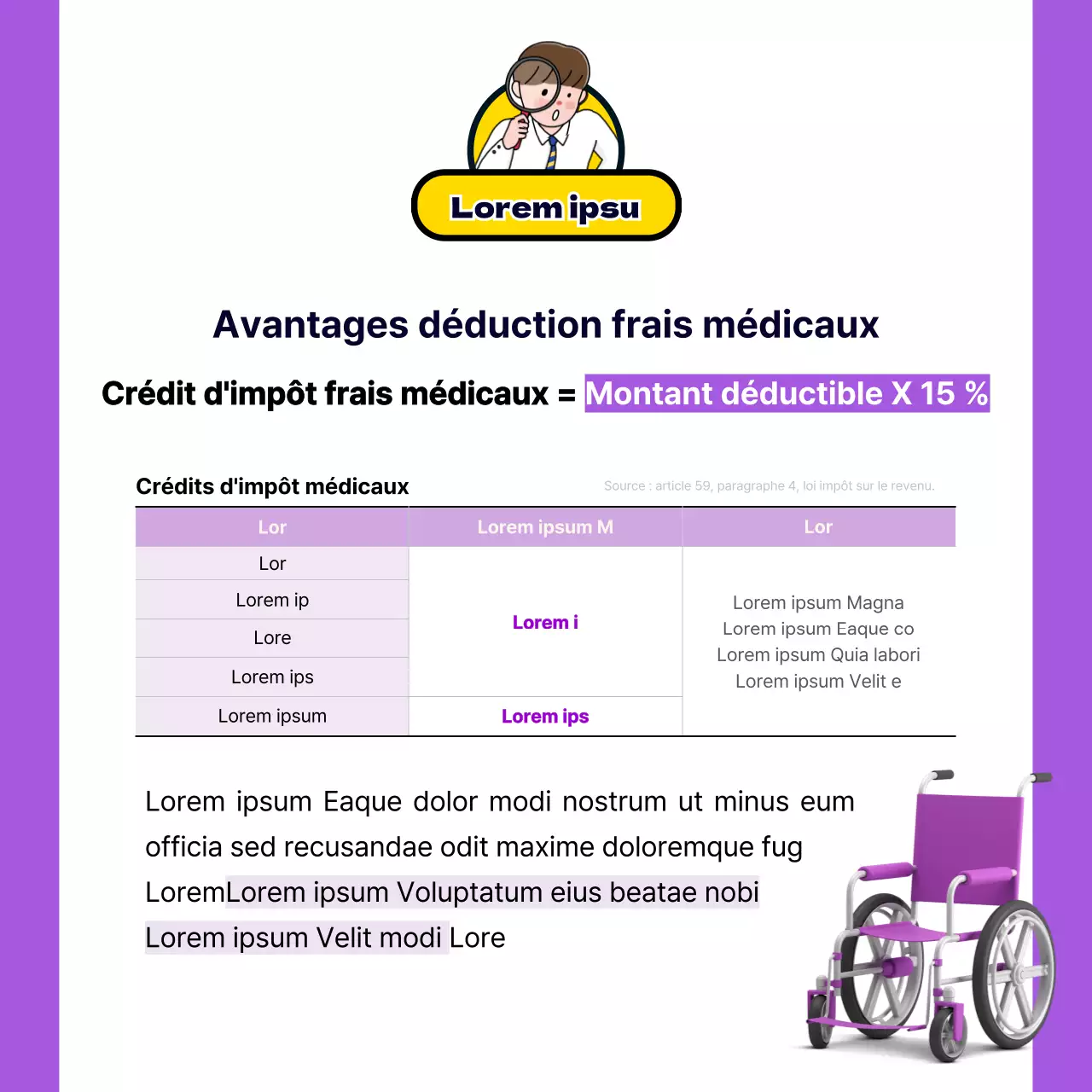 Réconciliation de fin d'année avec de jolies illustrations violettes et jaunes
